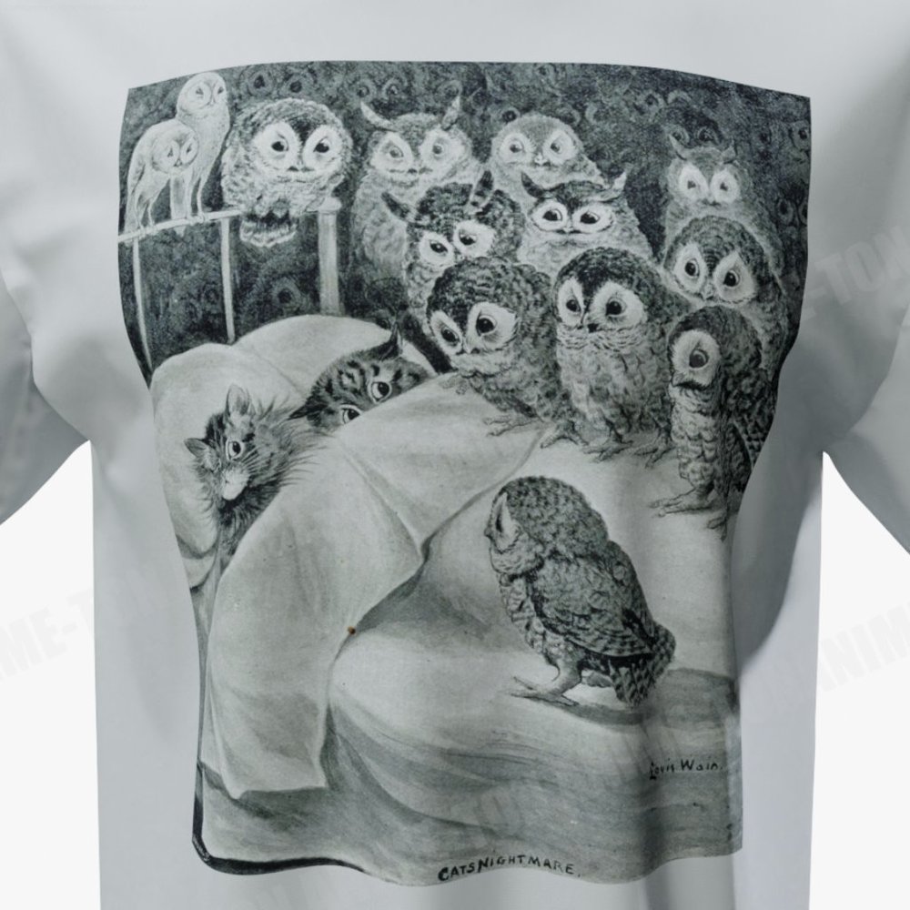 Louis Wain - Cat Art - Cat Nightmare - Tshirt - Cotton